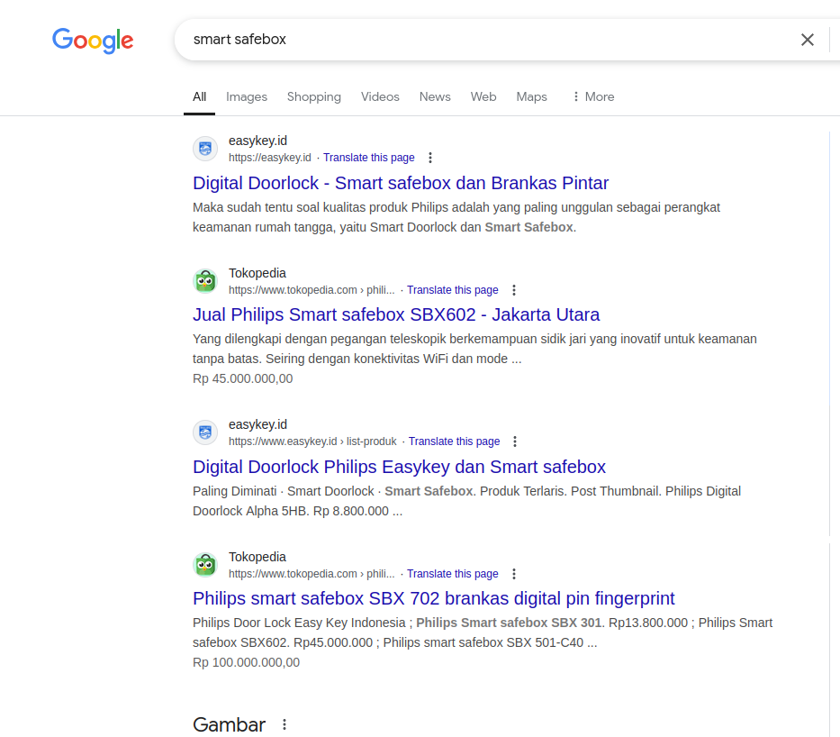 SEO website Philips Easykey